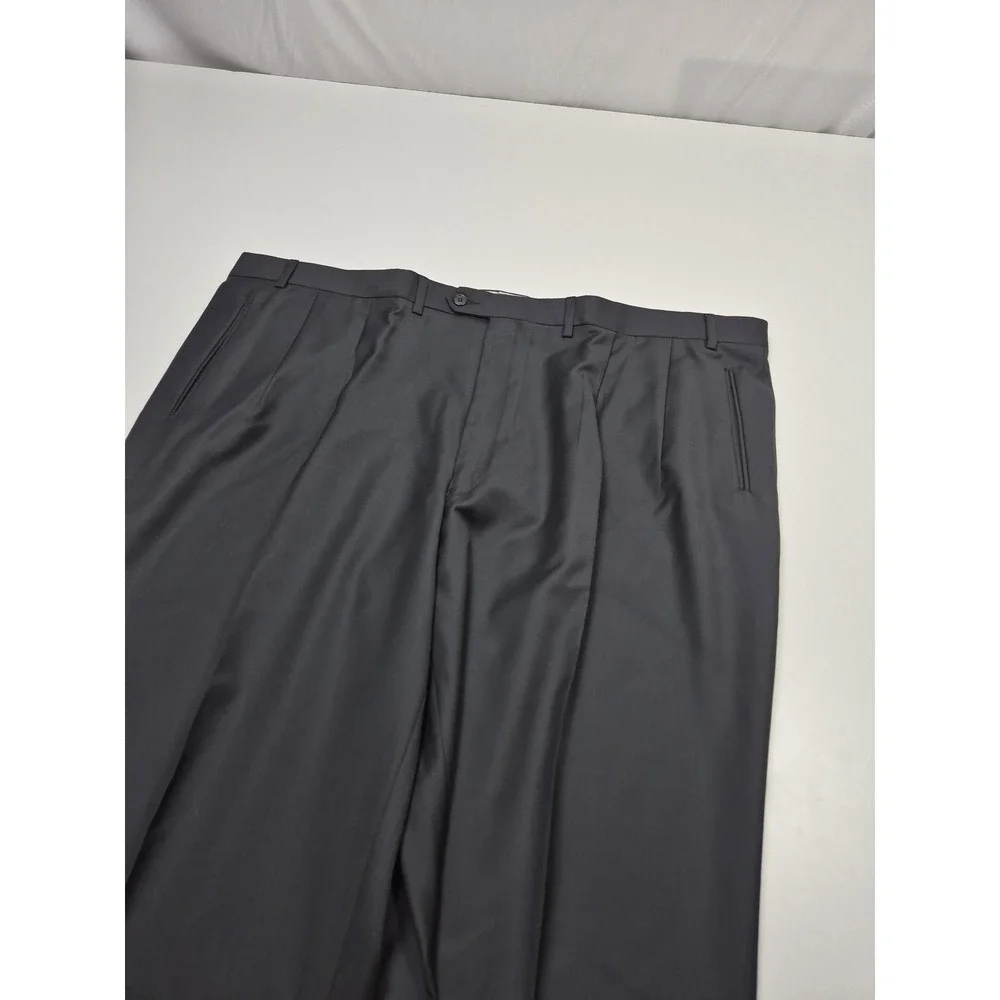 Peerless Couture International Suit Mens 52 Long Black Wool 2 Piece 48W VBC NWT